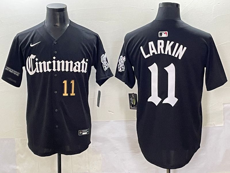 Men 2025 Cincinnati Reds #11 Larkin Black Five generations Joint Name Nike MLB Jersey style 4->cincinnati reds->MLB Jersey